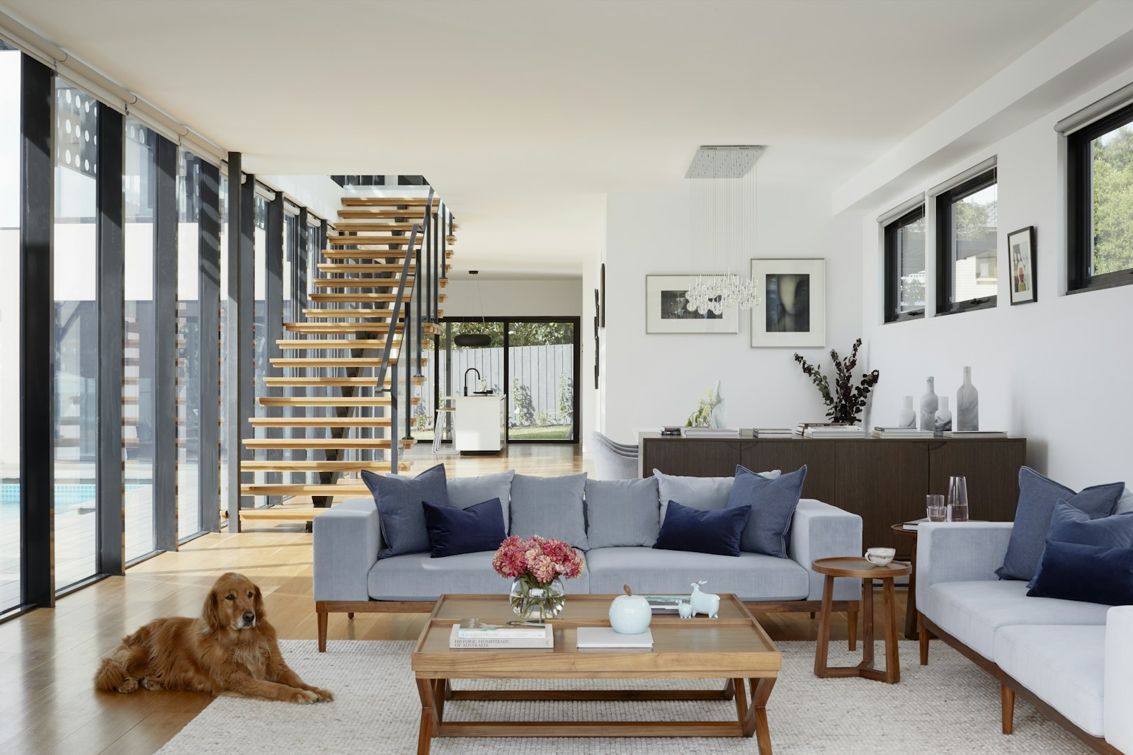 The same living room after renovation